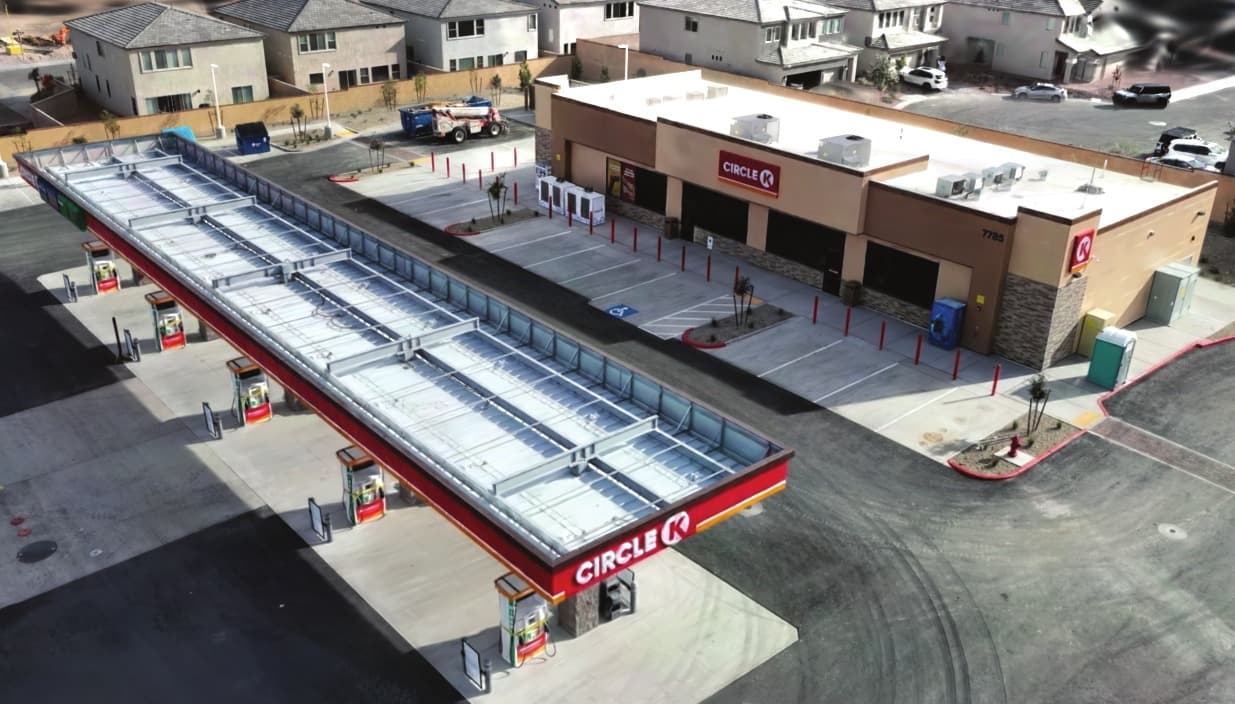 Gaussian splat of a fuel station reconstructed from 790 drone images