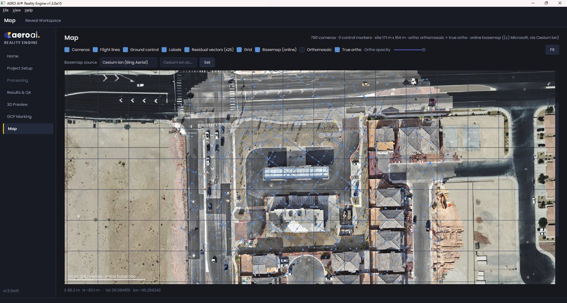 Map view in AERO AI Reality Engine
