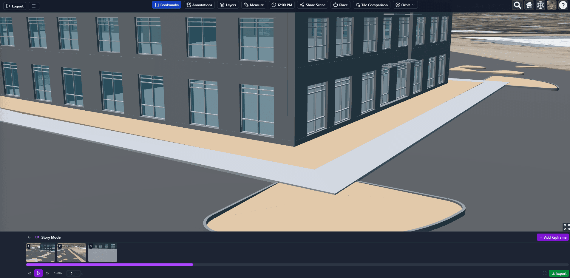 Story Mode timeline in SiEGA Web