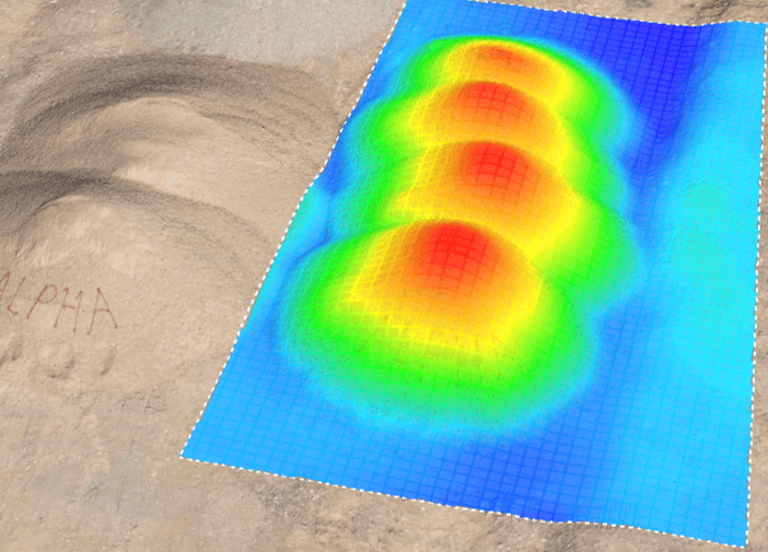 Volume analysis heatmap on a stockpile in SiEGA Web