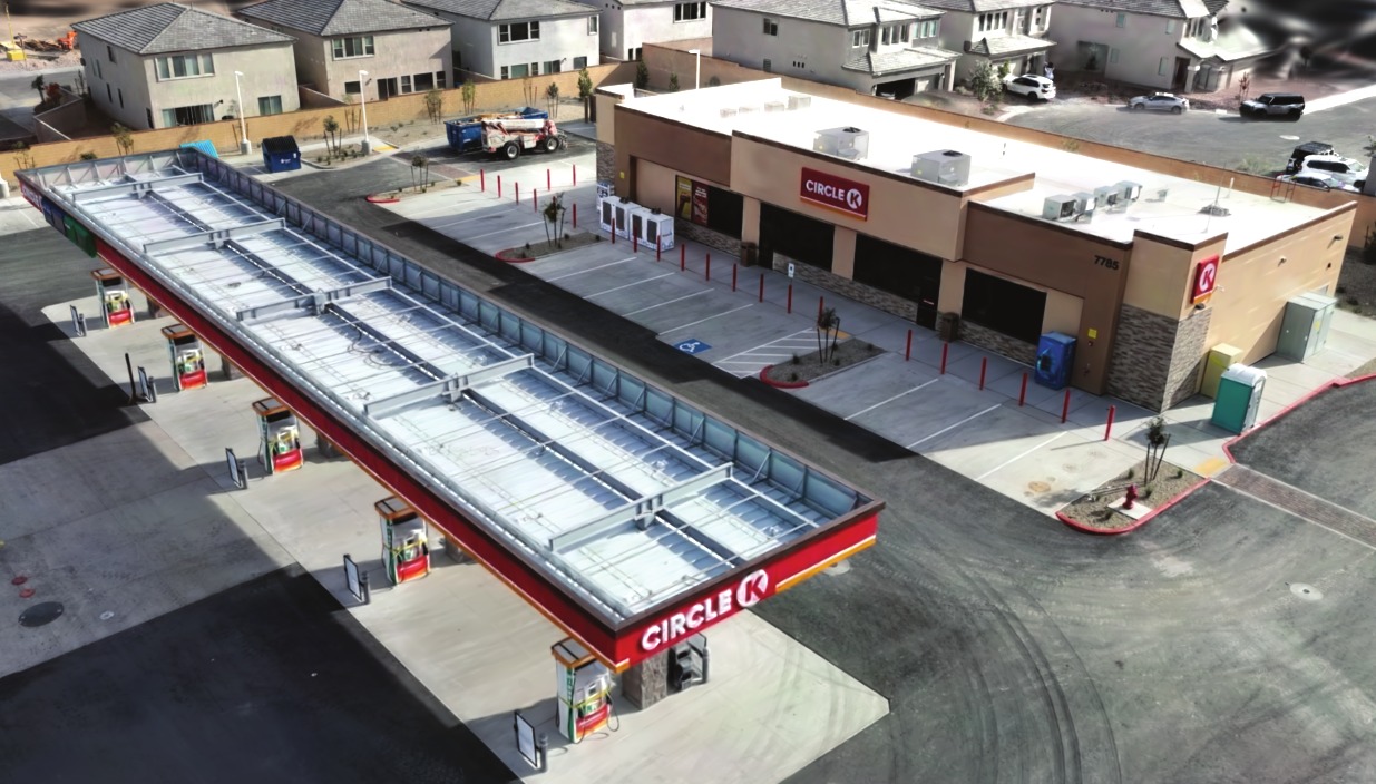 Gaussian splat of a fuel station reconstructed from 790 drone images